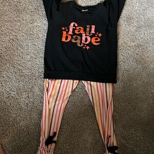 Kids Fall Babe Set - Black and Orange size 6X/7